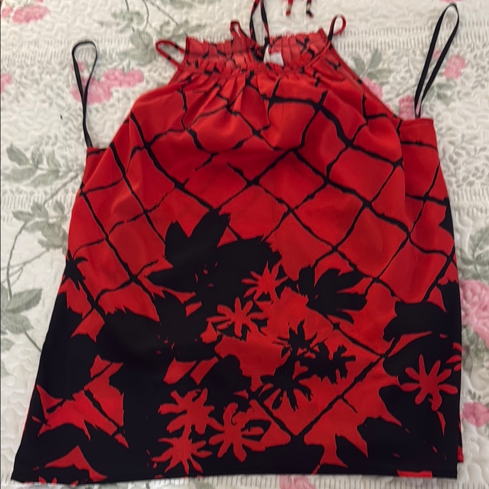 New York & Company Red and Black Floral Camisole